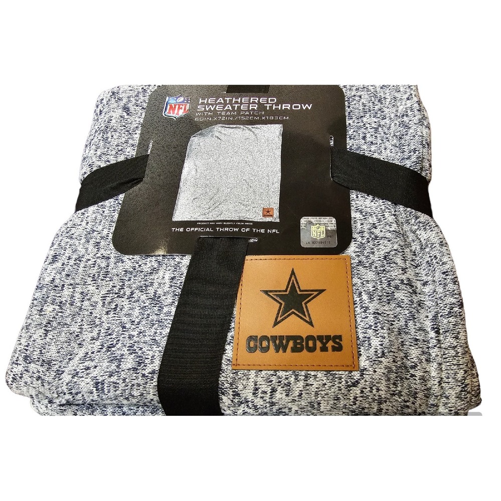 Dallas Cowboys Larger Size Blanket Throw Heathered Supersoft Poly W/ Team Patch